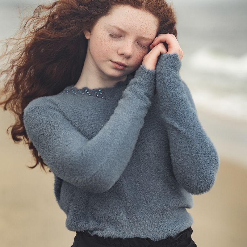 Furry Scallop Sweater - Teal