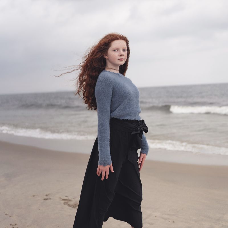 Furry Scallop Sweater - Teal