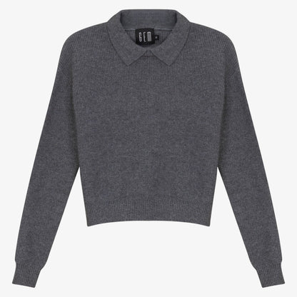 Collar Crew Sweater - Grey