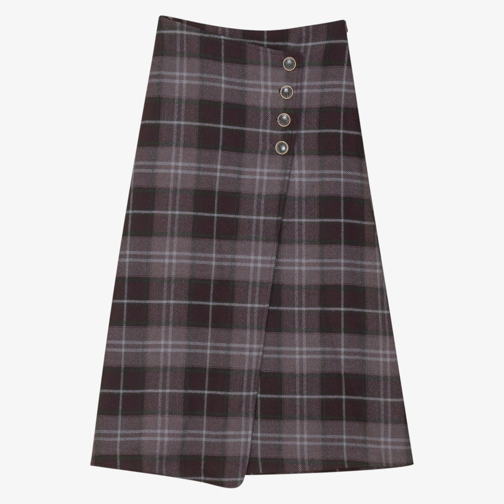 Wool Wrap Skirt - Plum