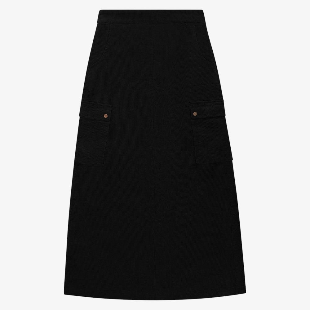 Cargo Pocket Corduroy Skirt - Black