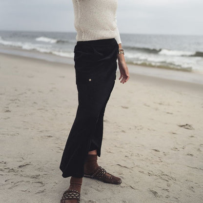 Cargo Pocket Corduroy Skirt - Black