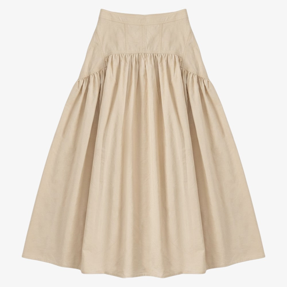 Low Cut Full Taffeta Skirt - Beige