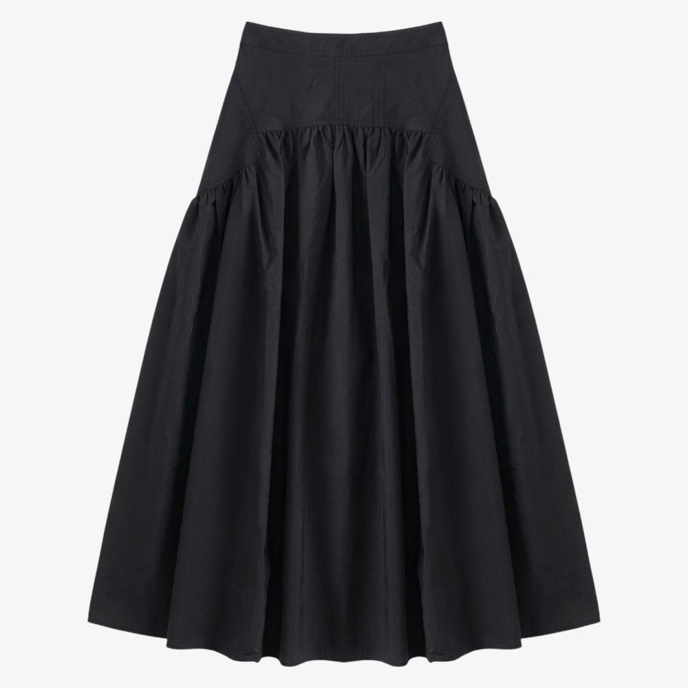 Low Cut Full Taffeta Skirt - Black