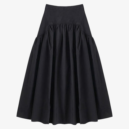 Low Cut Full Taffeta Skirt - Black