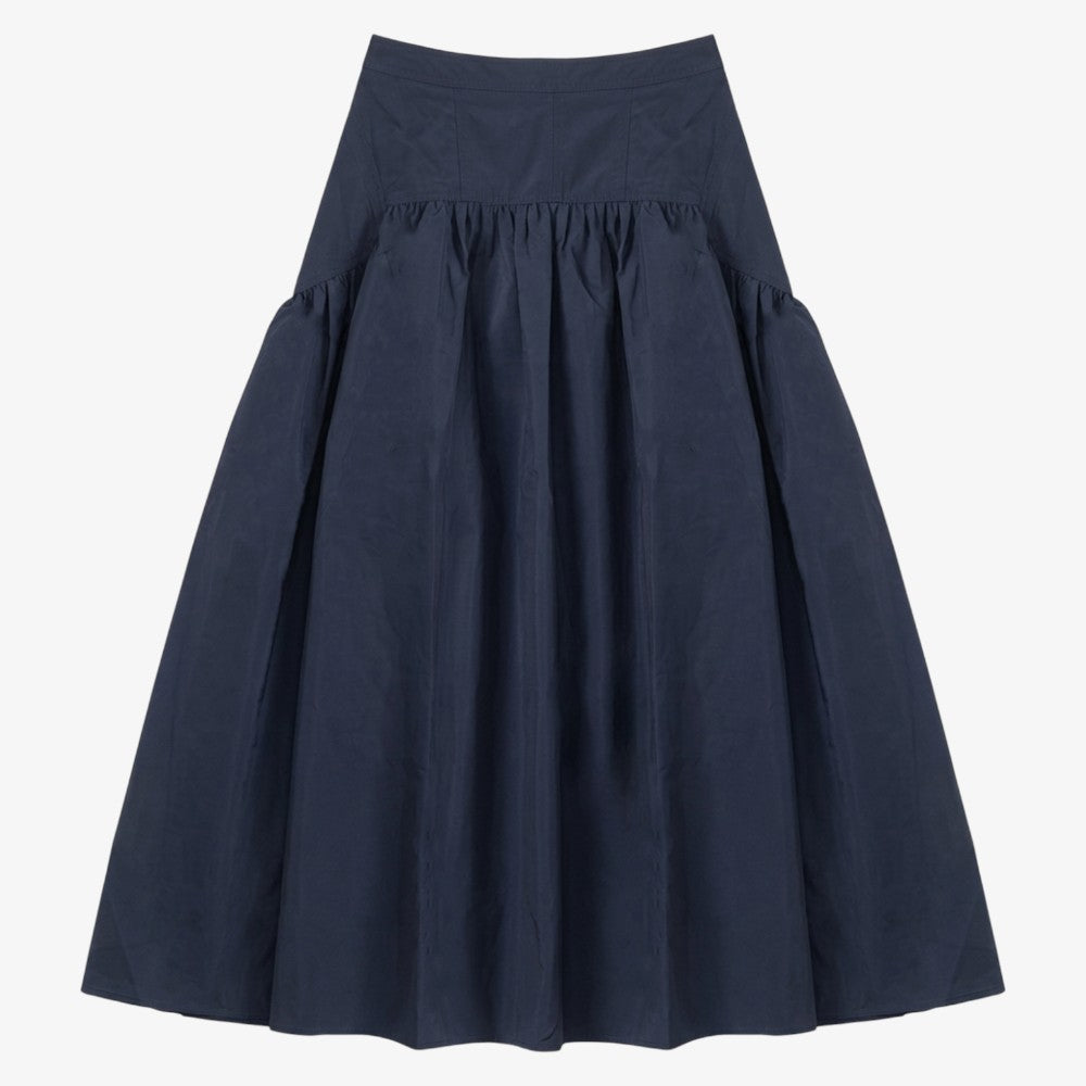 Low Cut Full Taffeta Skirt - Navy