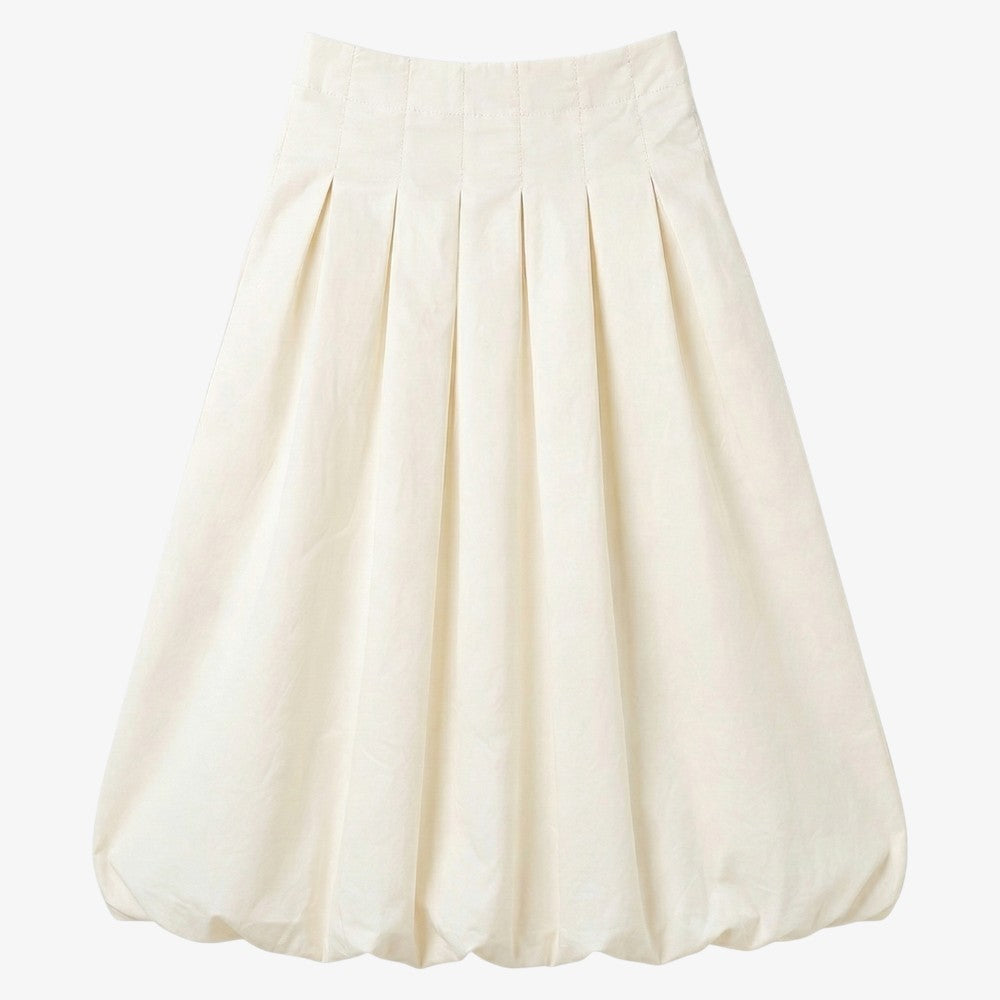Bubble Pleated Skirt - Cream