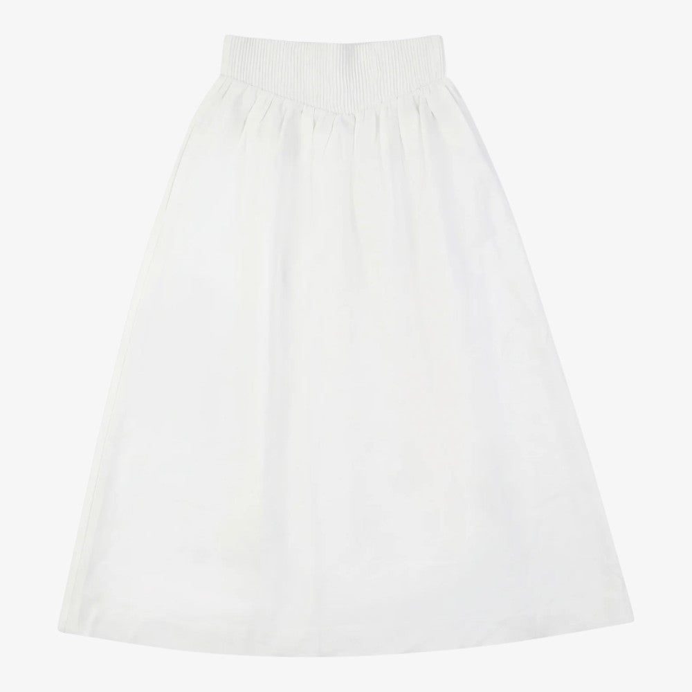 Smocked Button Down Skirt - White