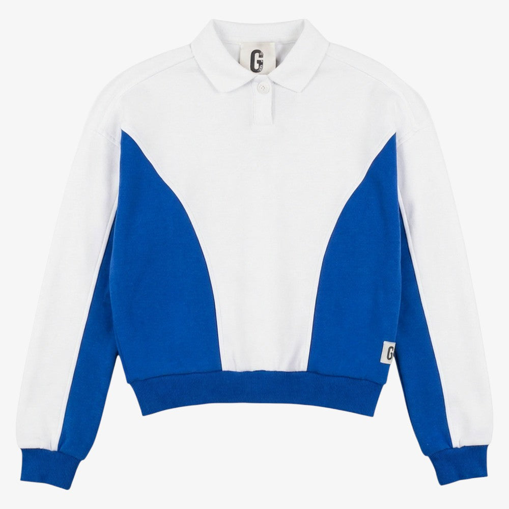 Collar Sweatshirt - White &amp; Blue