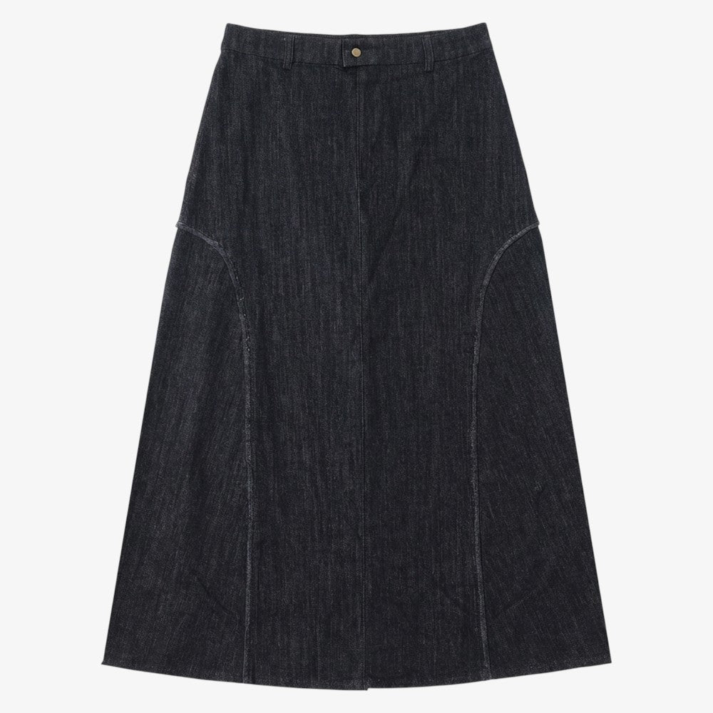 Raw Edged Skirt - Black Denim