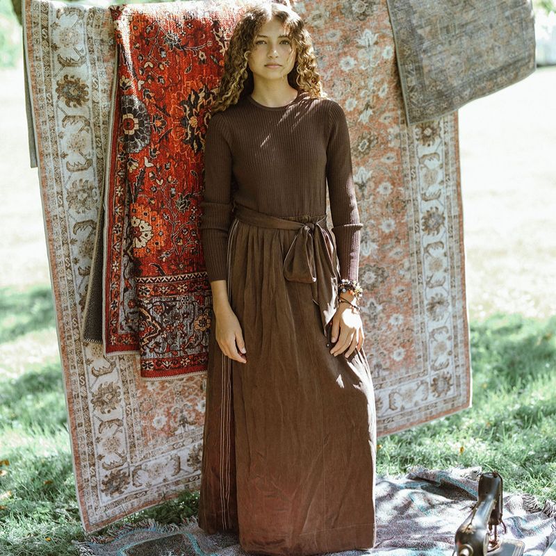 Taffeta Dress - Brown