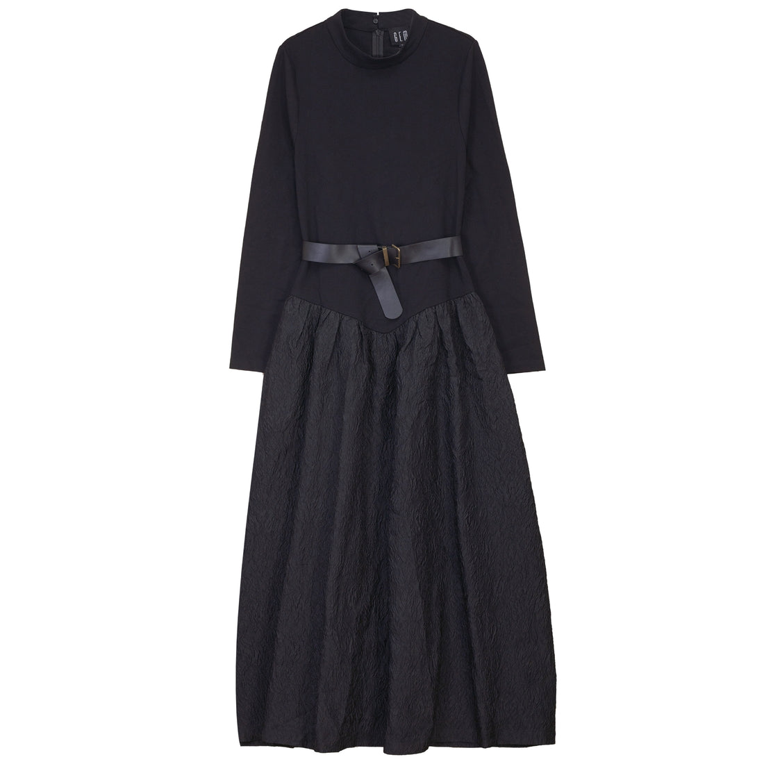 V Yoke Brocade Dress - Black