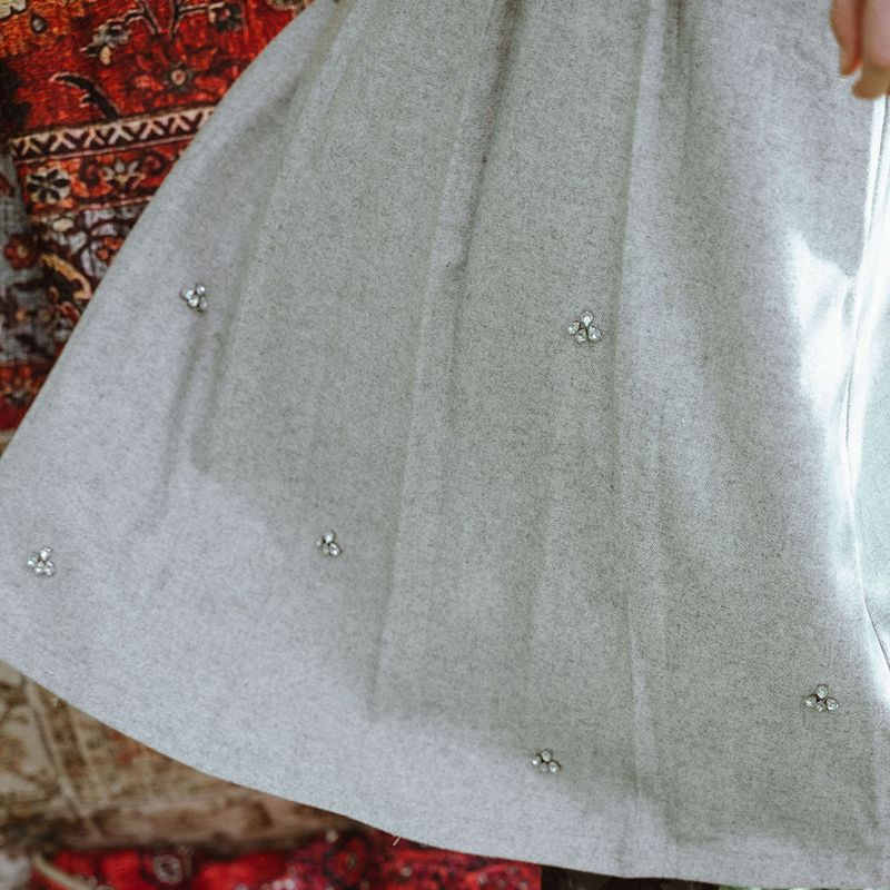Embellished Pleated Skirt - Grey
