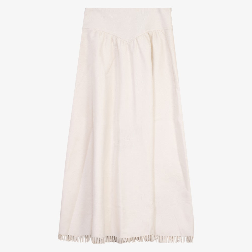 Fringe Detail Shirt And Skirt - Cream