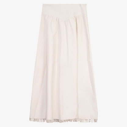 Fringe Detail Shirt And Skirt - Cream