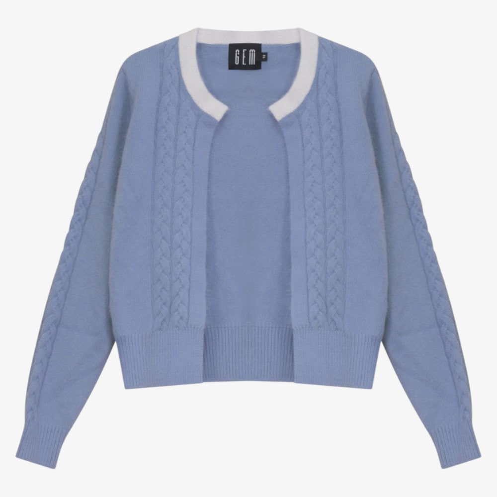 Mohair Cable Sweater - Blue
