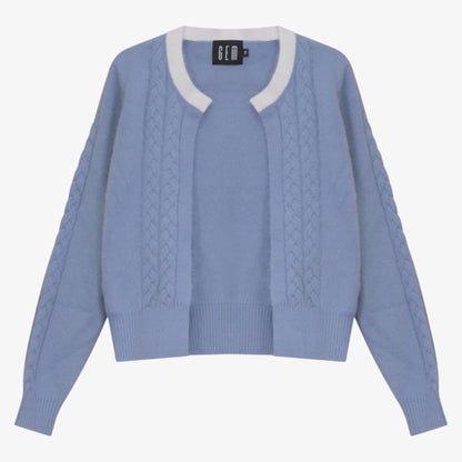 Mohair Cable Sweater - Blue