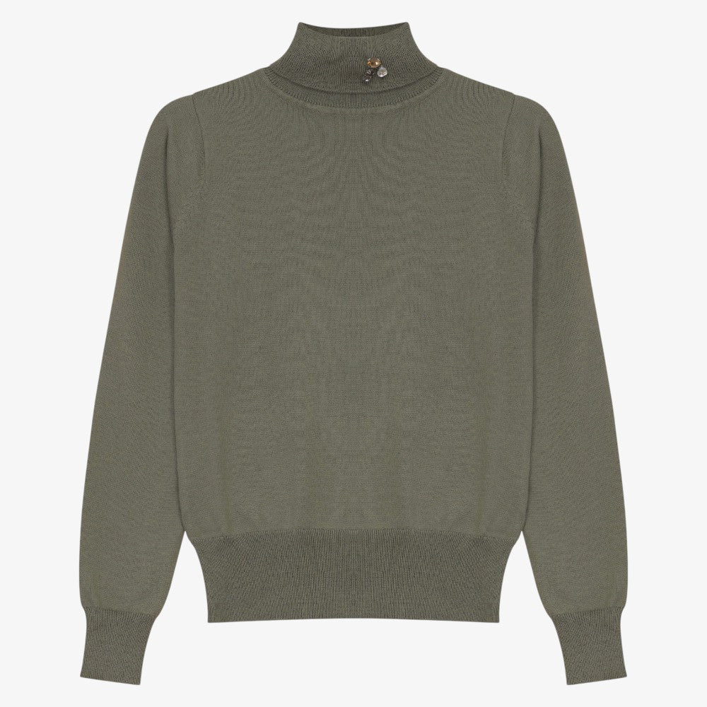 Brooch Turtleneck - Green
