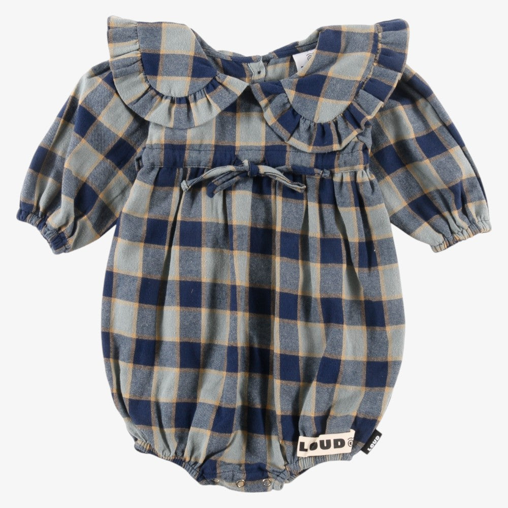 Collar Romper - Indigo Check