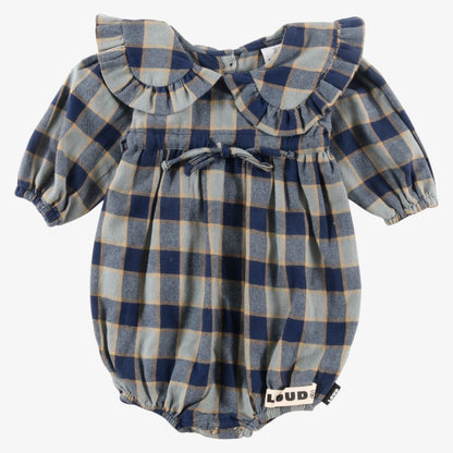 Collar Romper - Indigo Check