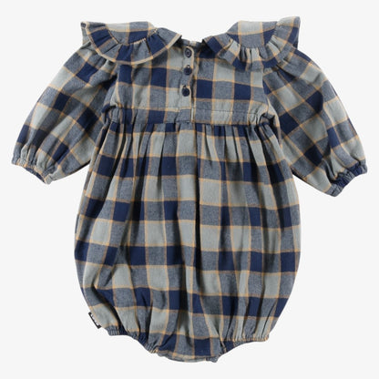 Collar Romper - Indigo Check
