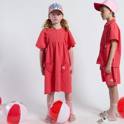 Heart Pocket Dress - Red Check