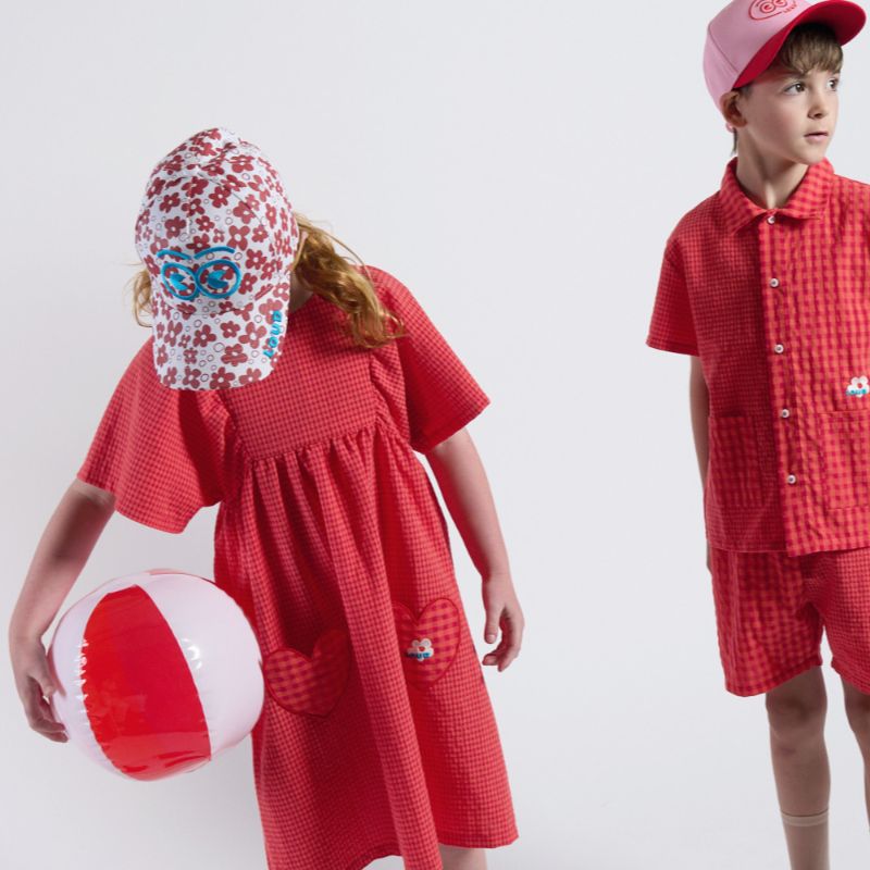 Heart Pocket Dress - Red Check