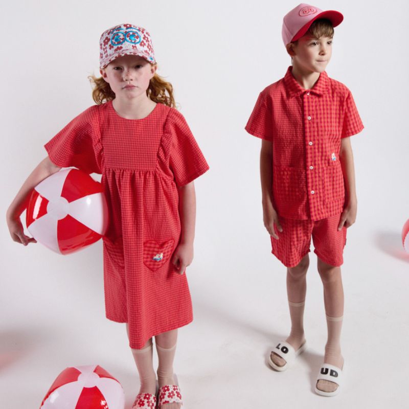 Heart Pocket Dress - Red Check