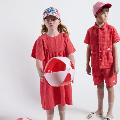 Heart Pocket Dress - Red Check