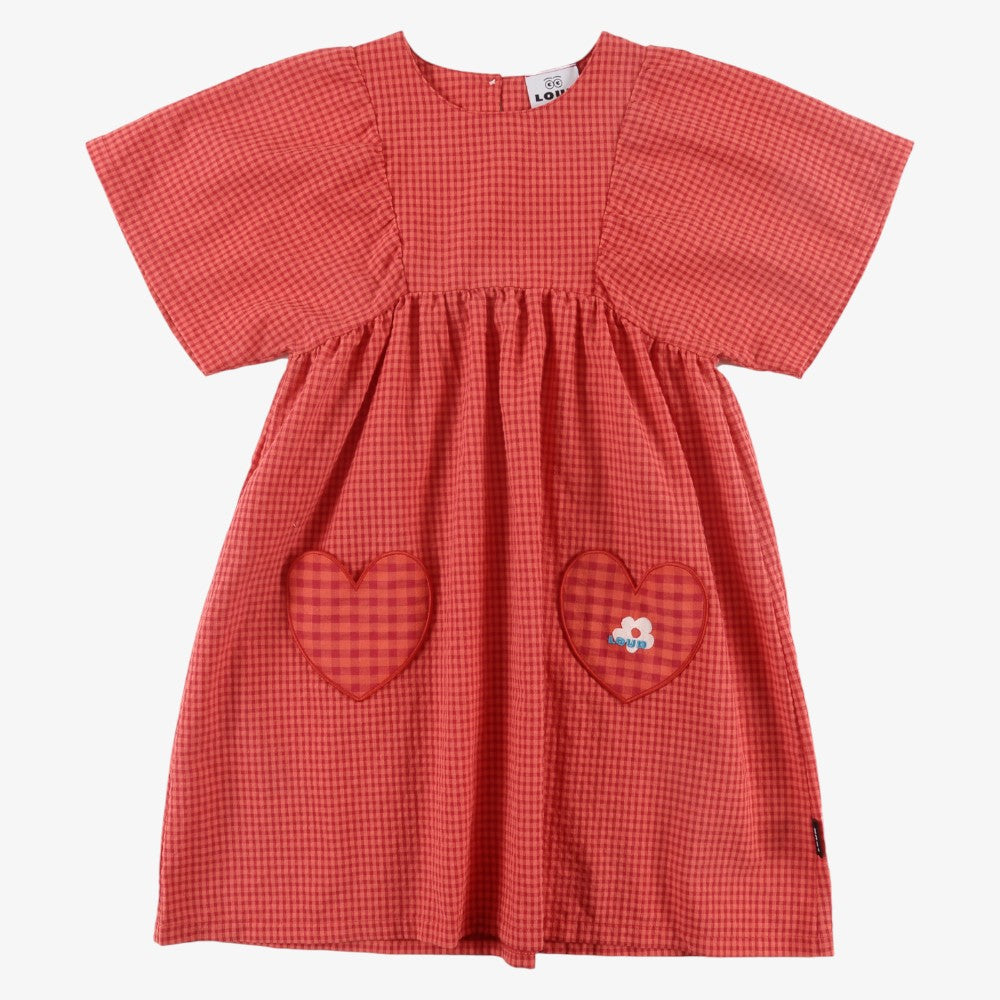Heart Pocket Dress - Red Check