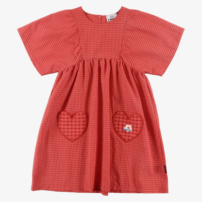 Heart Pocket Dress - Red Check