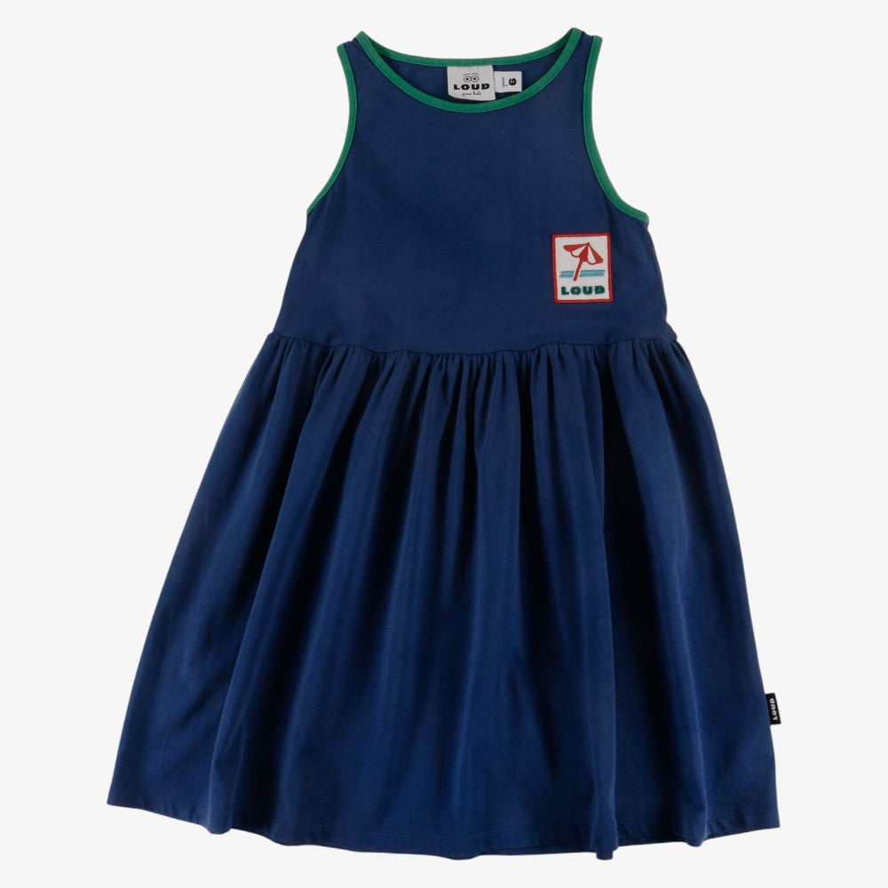 Embroidered Patch Dress - Navy