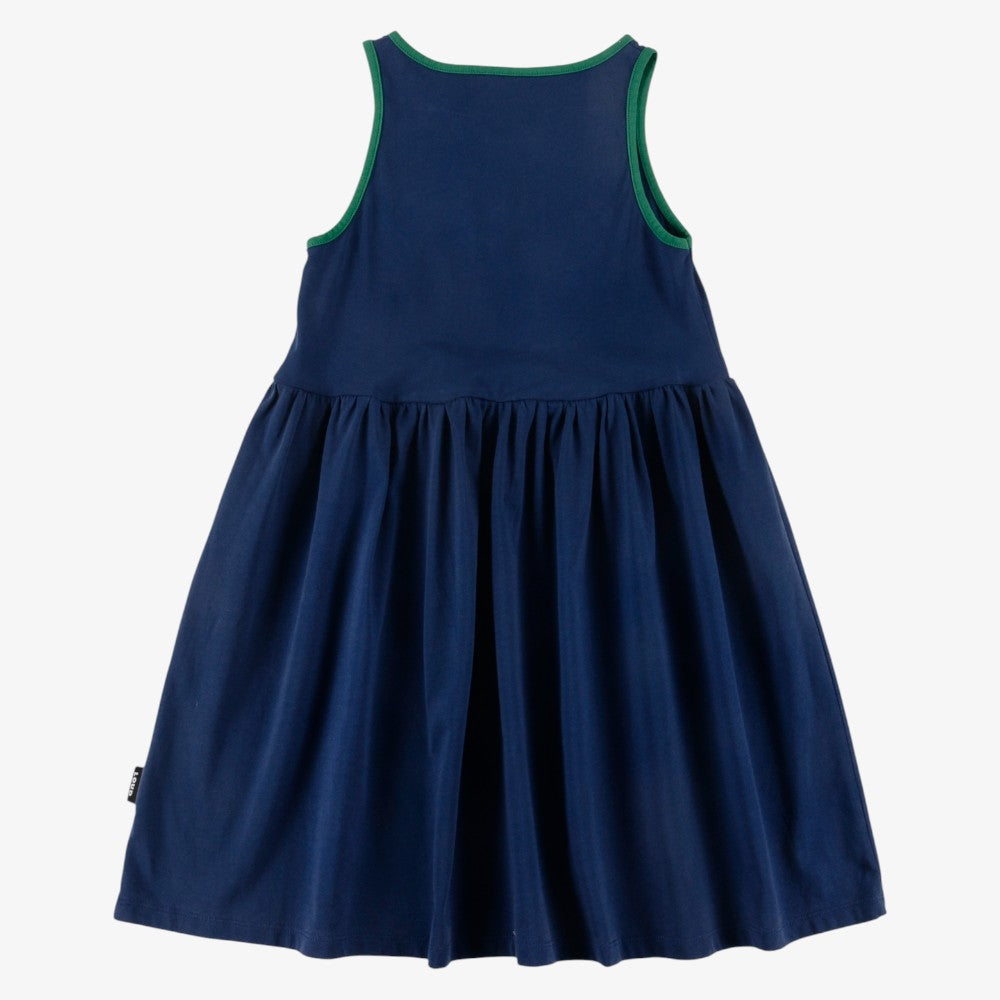 Embroidered Patch Dress - Navy