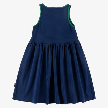 Embroidered Patch Dress - Navy