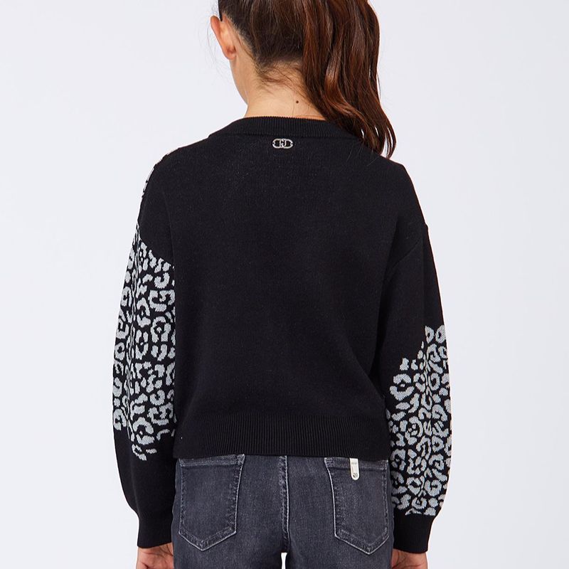 Leopard Cardigan - Black