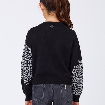 Leopard Cardigan - Black