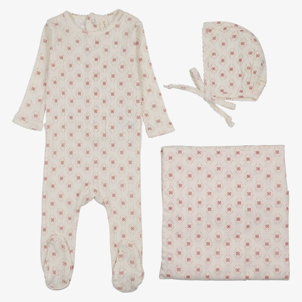Geo Floral Embroidered Take Me Home Set - Dusty Pink