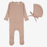 Geo Floral Embroidered Footie And Hat - Dusty Pink