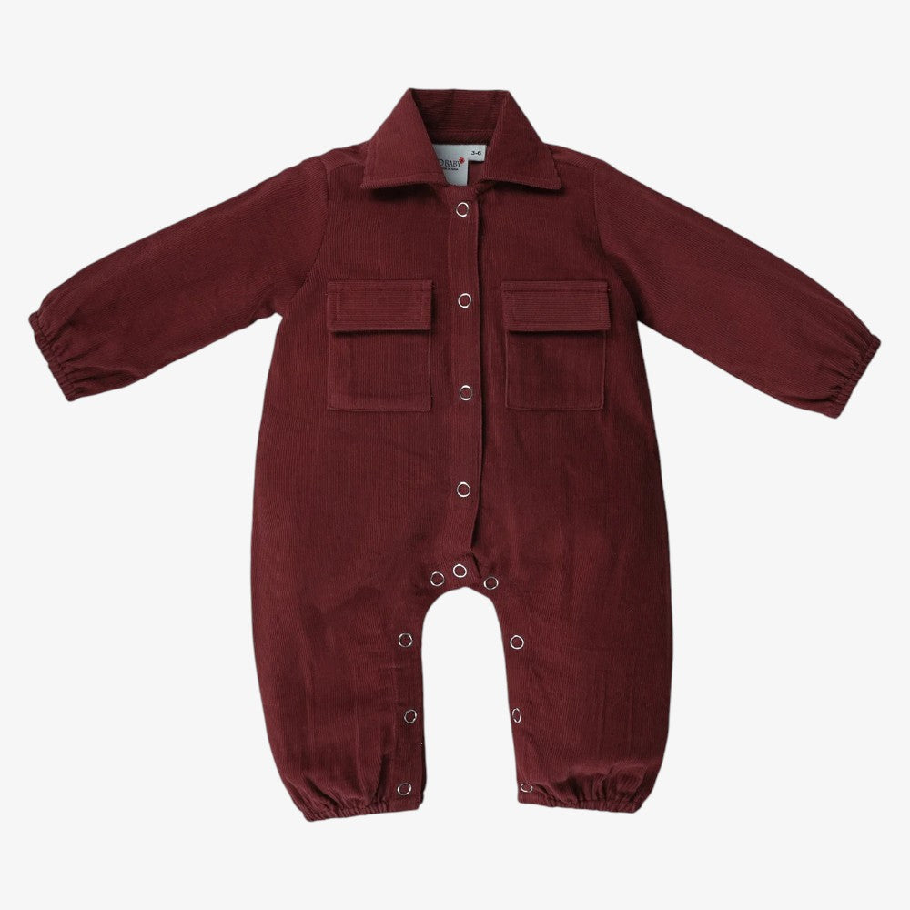 Corduroy Romper - Burgundy