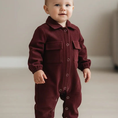 Corduroy Romper - Burgundy