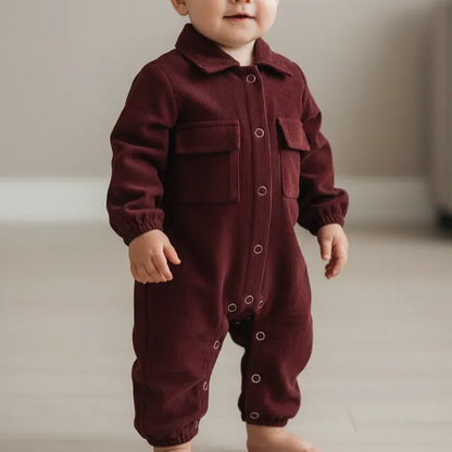 Corduroy Romper - Burgundy