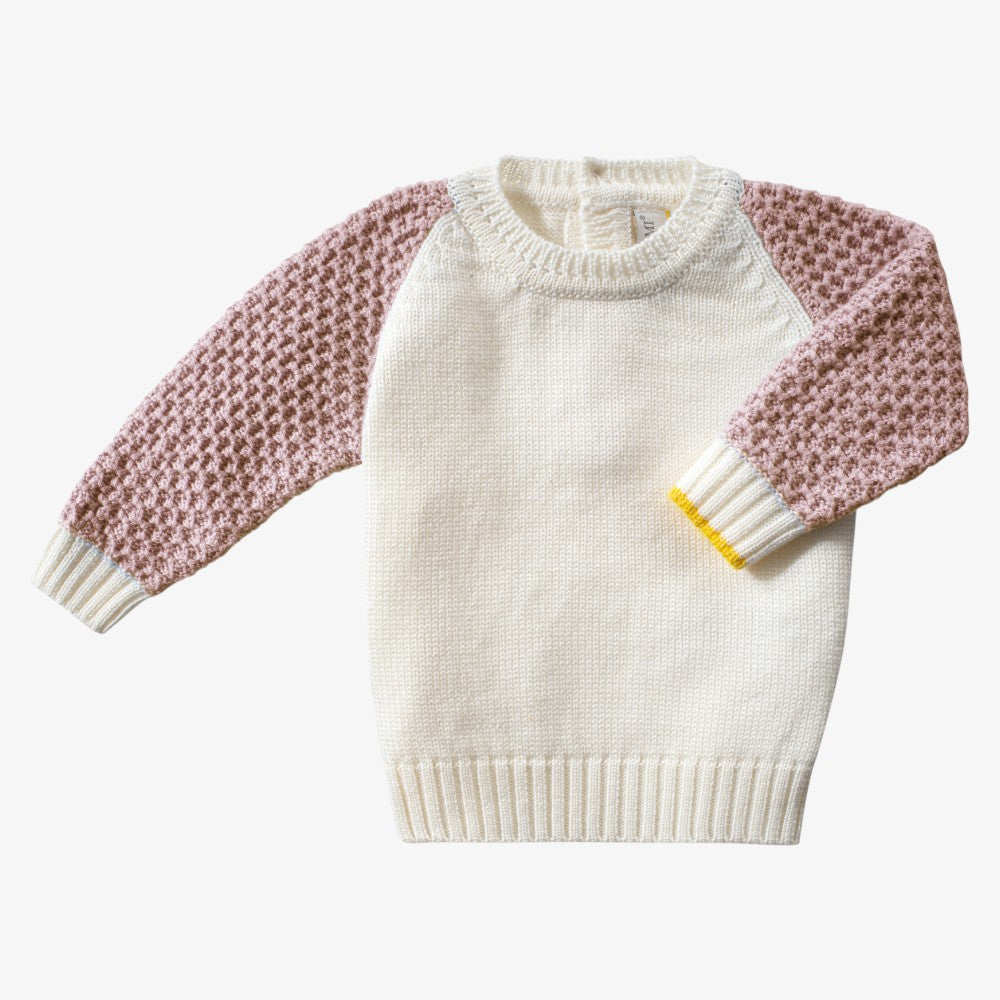 Honeycomb Knit Sweater With Suspender Pants - Offwhite &amp; Cameo Pin