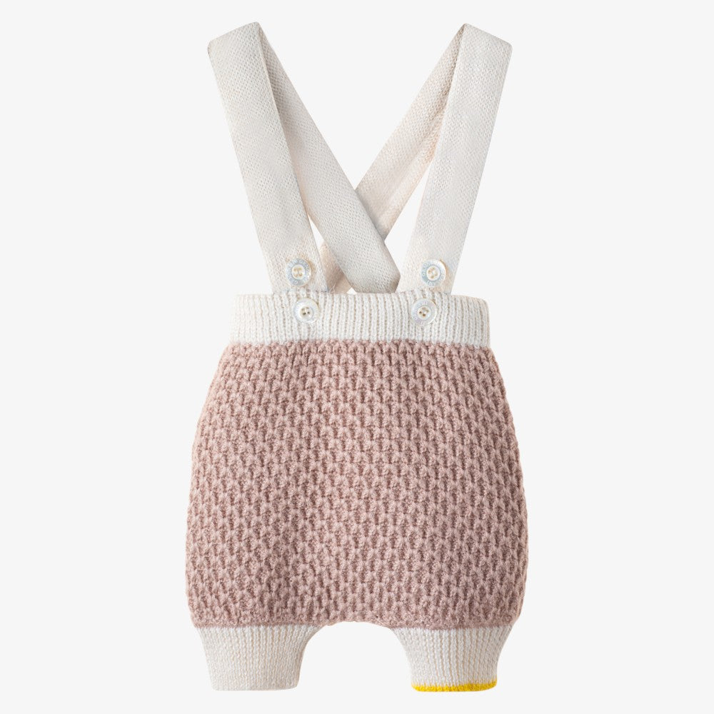 Honeycomb Knit Sweater With Suspender Pants - Offwhite &amp; Cameo Pin