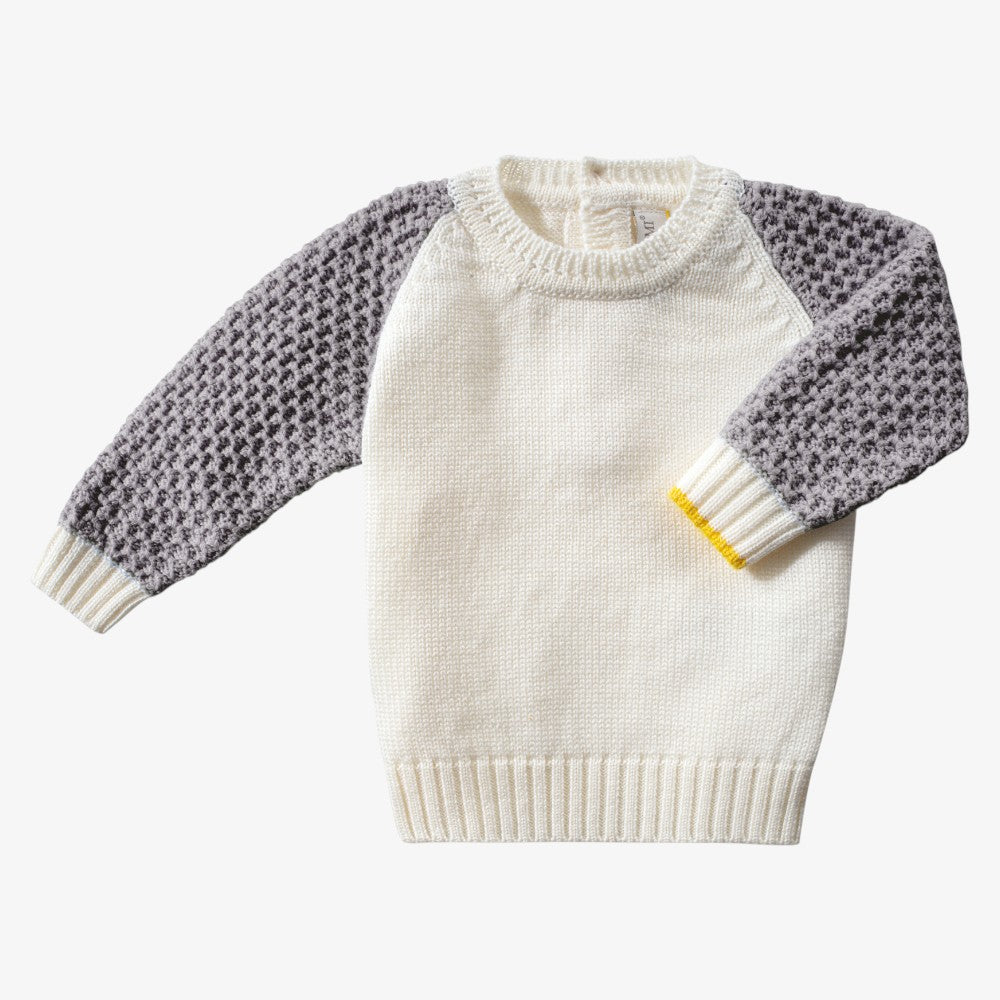 Honeycomb Knit Sweater With Suspender Pants - Offwhite &amp; Grey