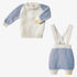 Honeycomb Knit Sweater With Suspender Pants - Offwhite & Sky Blue
