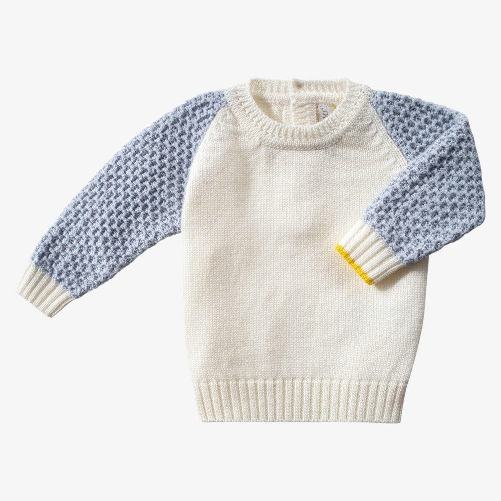Honeycomb Knit Sweater With Suspender Pants - Offwhite &amp; Sky Blue