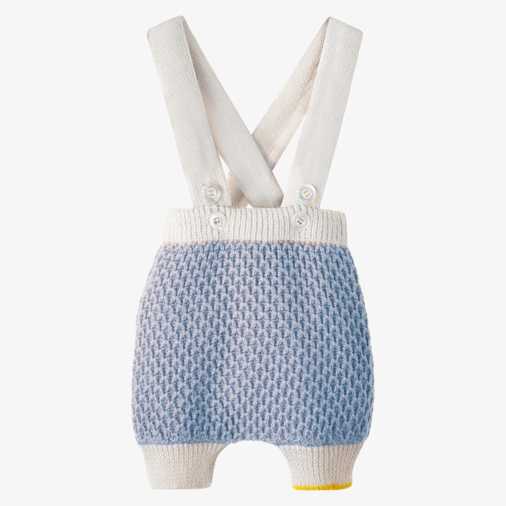 Honeycomb Knit Sweater With Suspender Pants - Offwhite &amp; Sky Blue