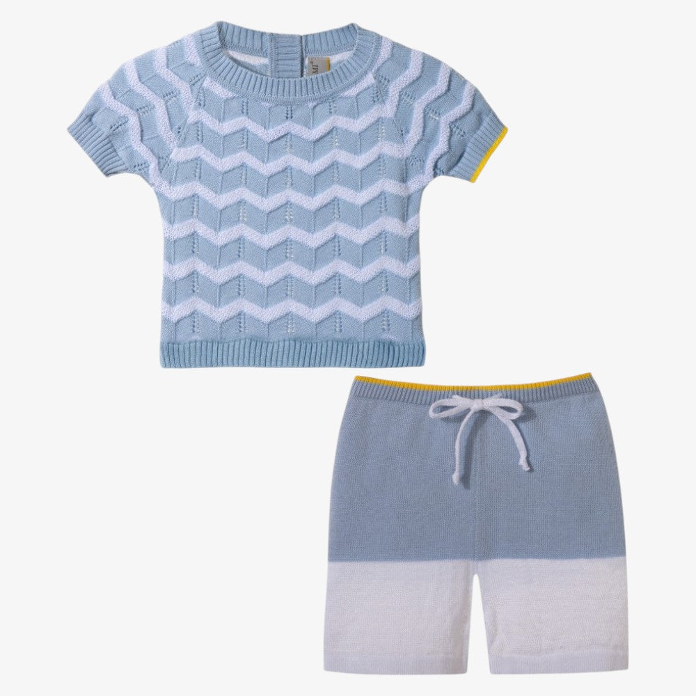 Zigzag Sweater And Shorts - Silver Blue