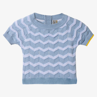 Zigzag Sweater And Shorts - Silver Blue