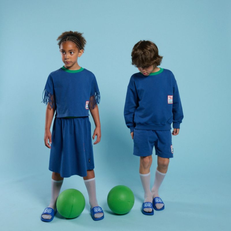 Embroidered Patch Skirt - Navy